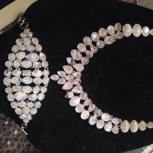 Chunky Moonstone Bracelet & Necklace Set